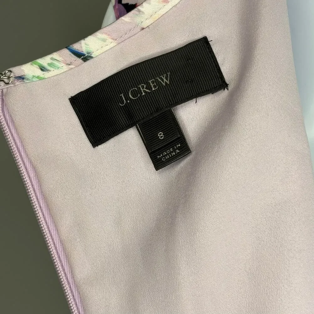 J. Crew Lavender‎ Purple Watercolor Wedding Guest Retro A-Line Dress Sz 8